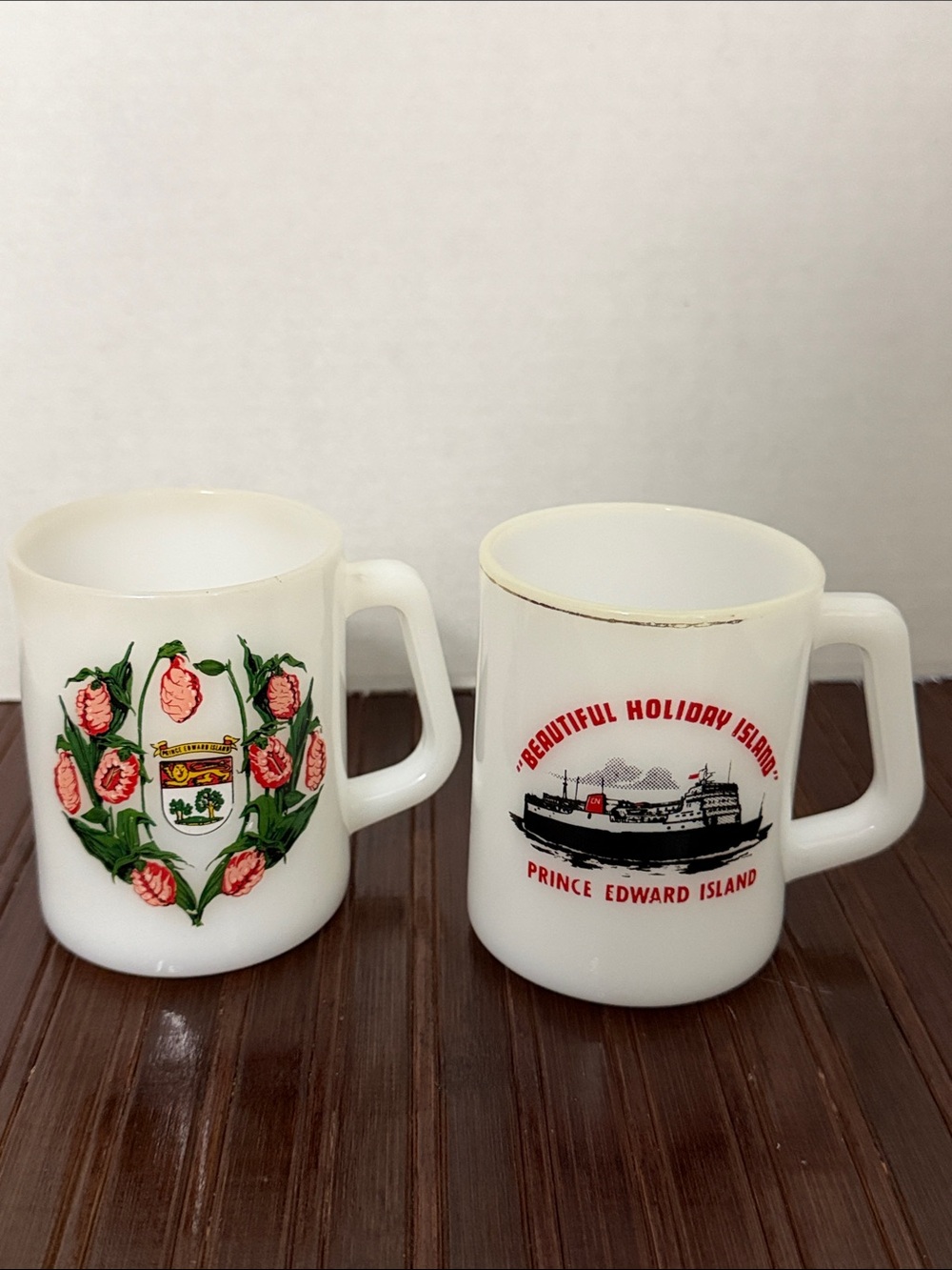 Vintage Prince Edward Island White Milk Glass Mugs – Set of 2